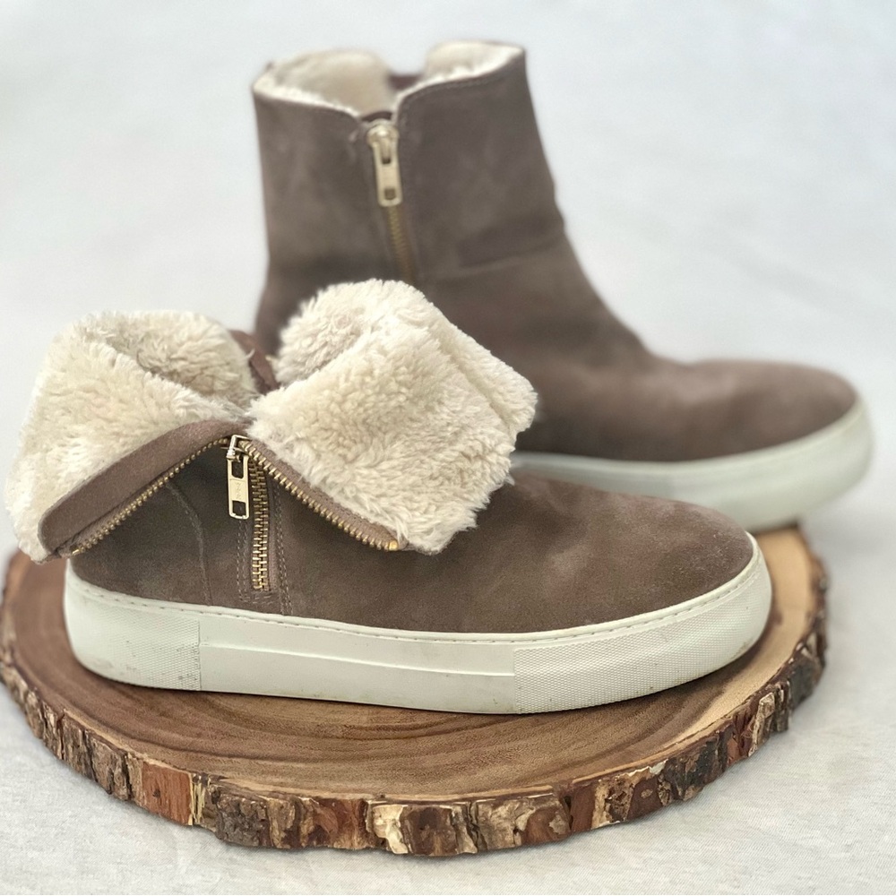 J Slides NYC Women's Tan Suede Ankle Boots